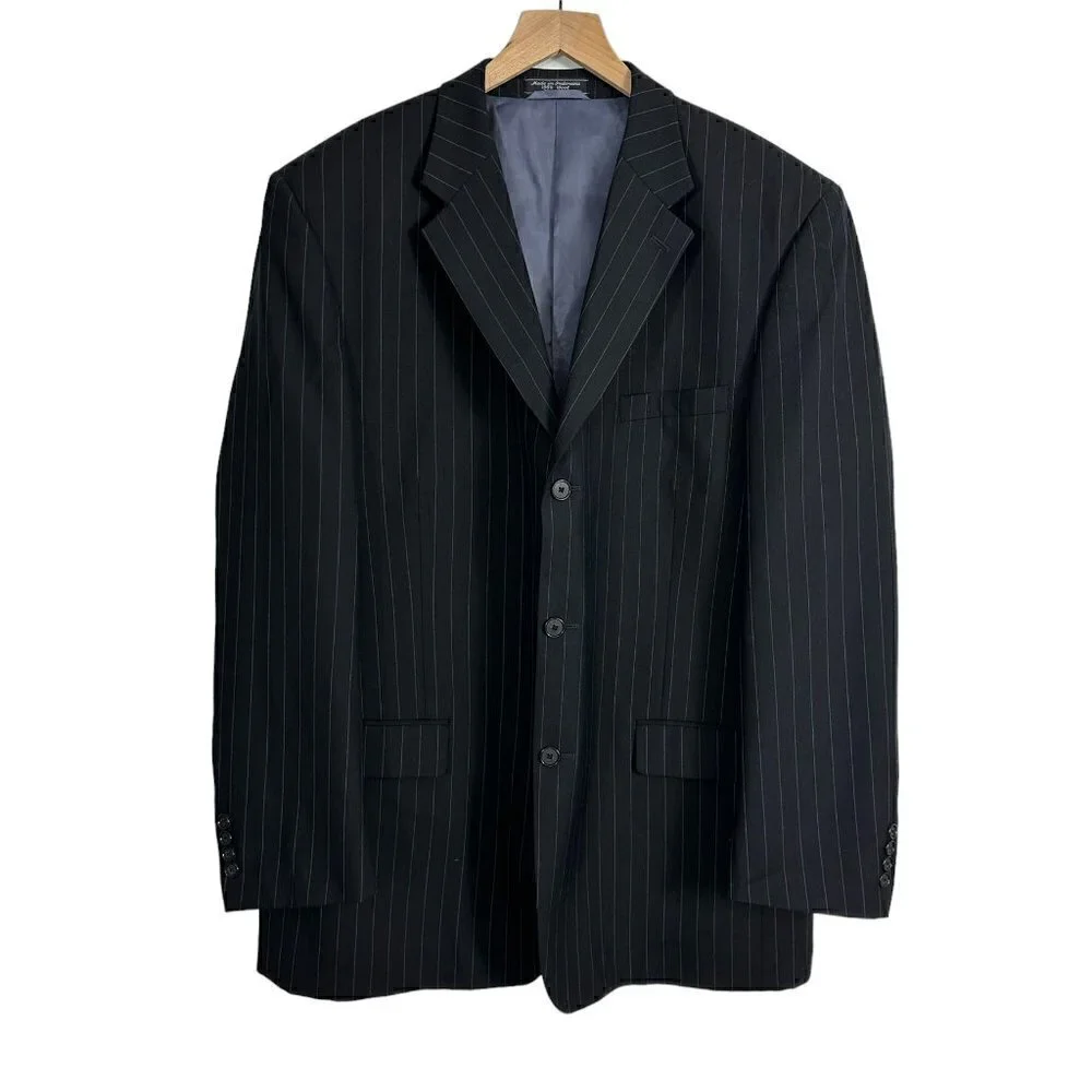 Bert Pulitzer Pure Wool Fully Lined Single Breasted Navy Pin Stripe Blazer (44R)